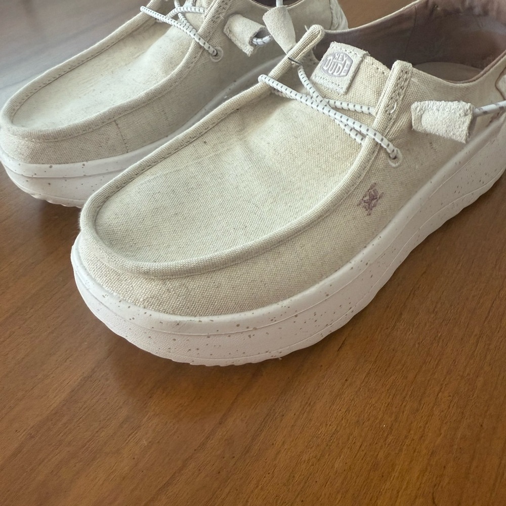 Hey Dude Beige Canvas Shoes
